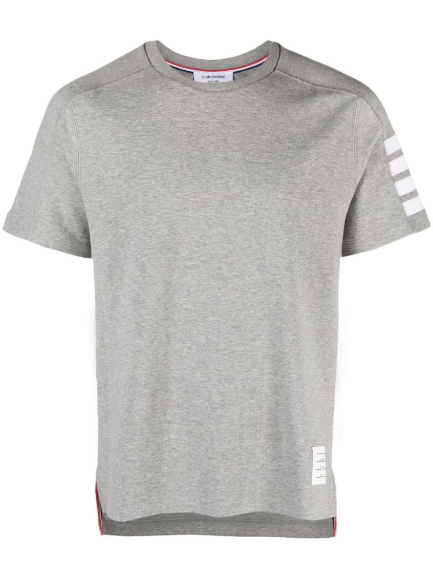 Shop Thom Browne Grey 4bar Logo T-shirt