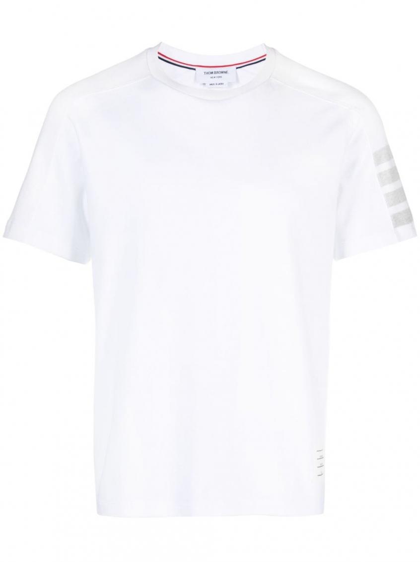 Thom Browne 4-bar Stripes Crewneck T-shirt In White