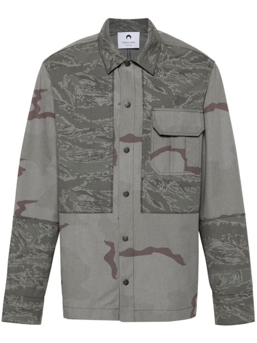Marine Serre Pattern Printed Casual Jacket In Grey
