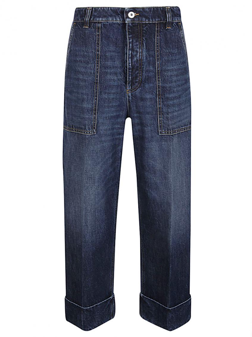 Bottega Veneta Designer Wide-leg Denim Jeans For Women In Dark Blue