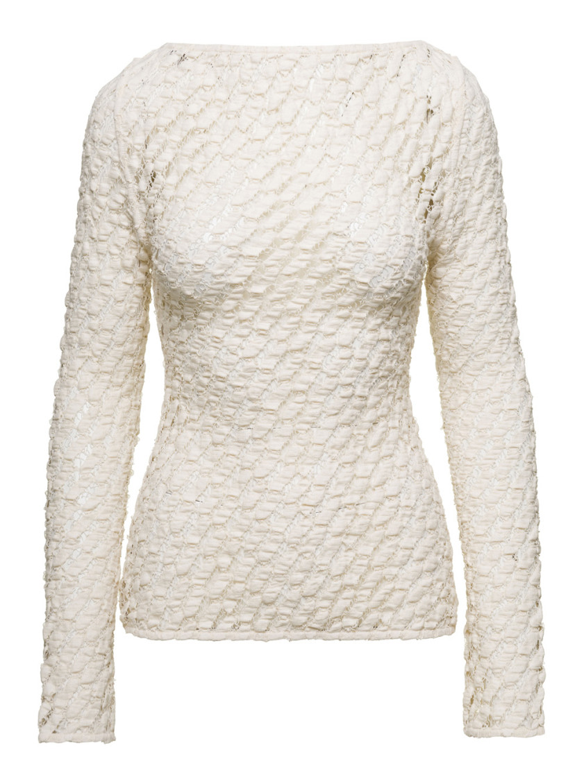Rohe Beige Sweater With Boat Neckline In Cotton Blend Woman In Beige