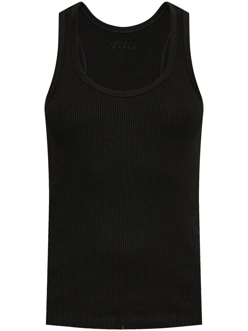 Isabel Marant Thea Scoop Neck Ribbed Sleeveless Vest In Black