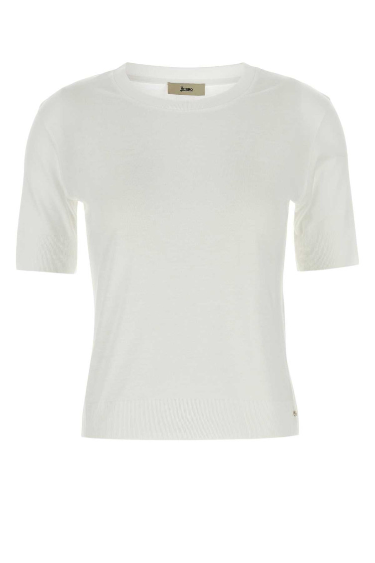 Herno Cotton T-shirt With Round Neck And Short Sleeves In White