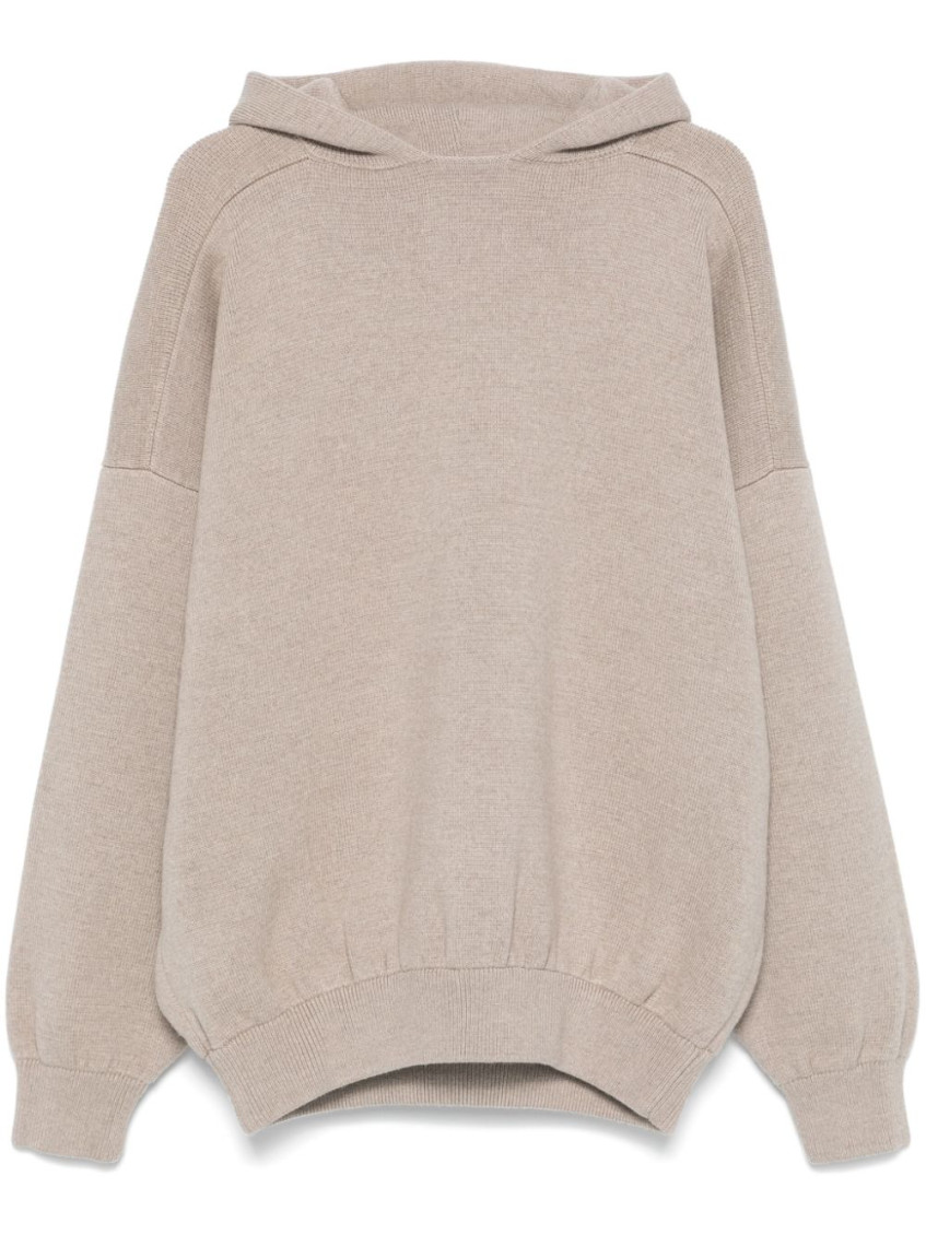 Fear Of God Virgin Wool Hooded Knit Sweater In Beige