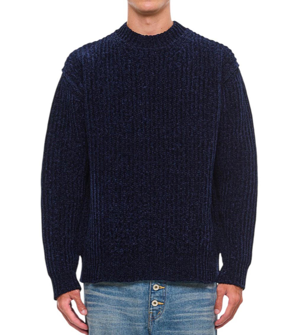 Junya Watanabe Navy Blue Ribbed Sweatshirt In Navy Blue