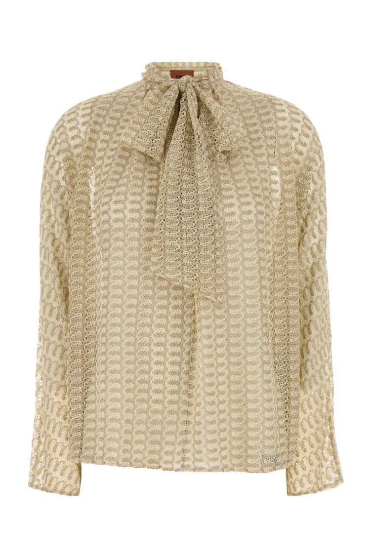 Missoni Two-tone Lace Blouse In Brown