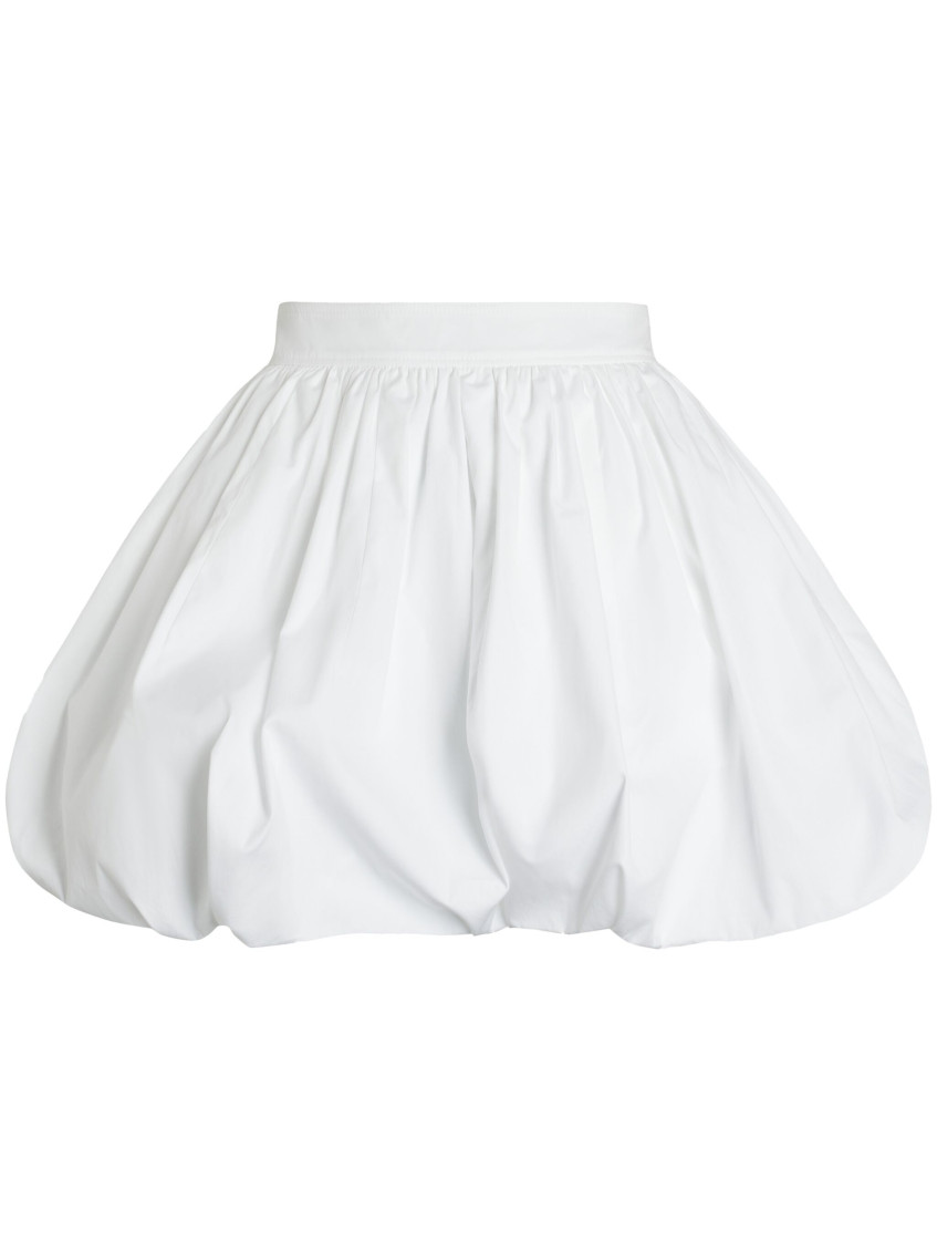 Patou Balloon Silhouette Pleated Skirt With Elastic Waistband In White