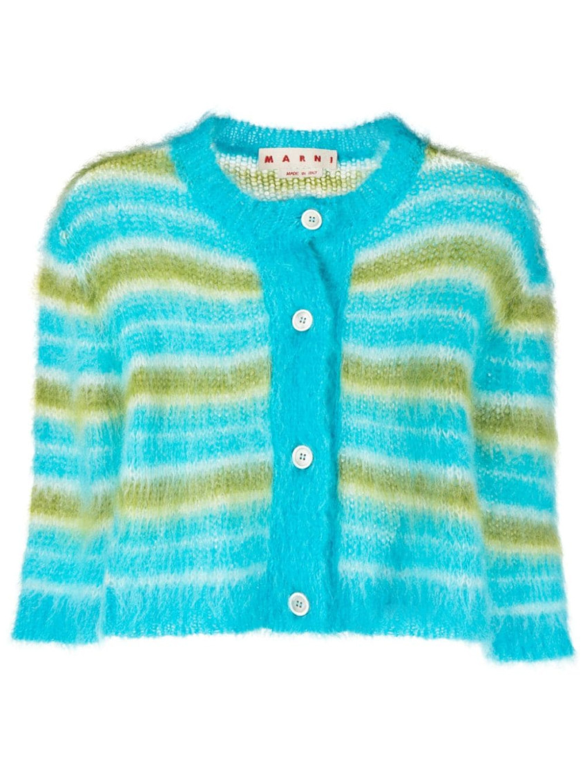 Marni Brushed Striped Cardigan In Multicolor
