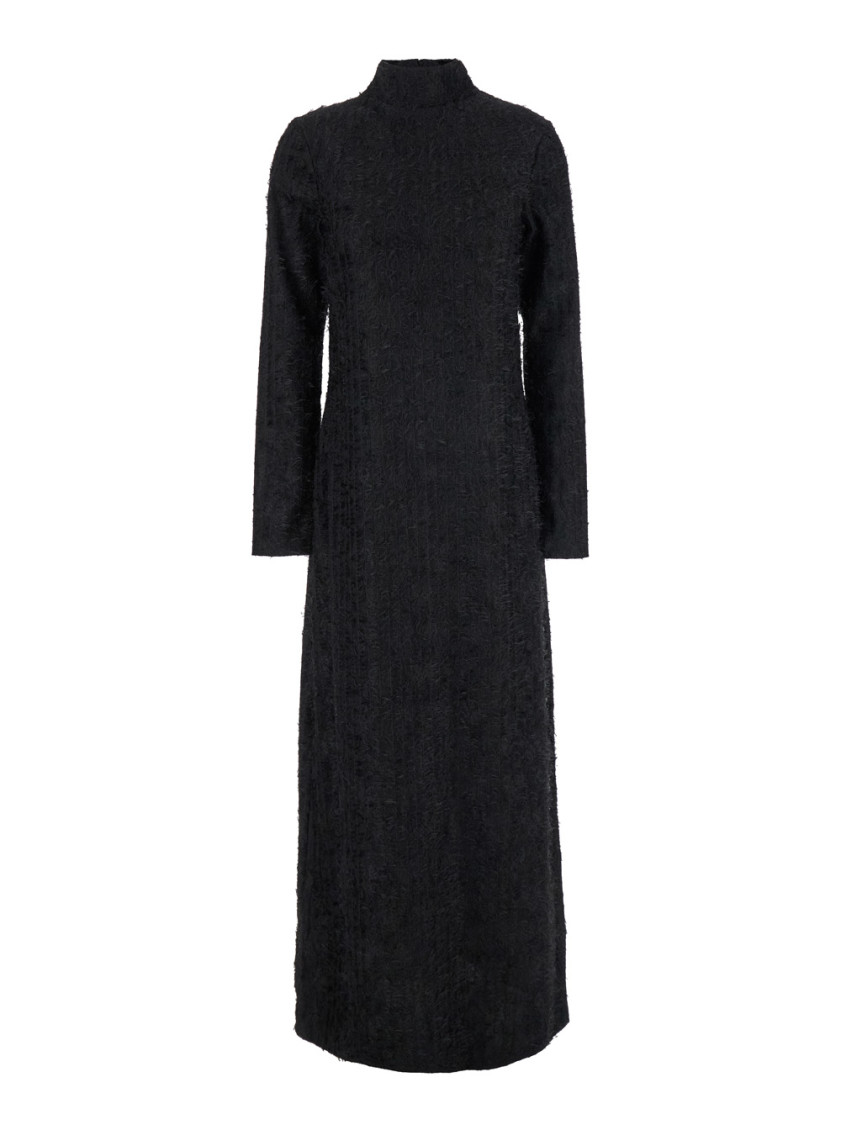 Shop Rohe Black Textured Lace Turtleneck Dress