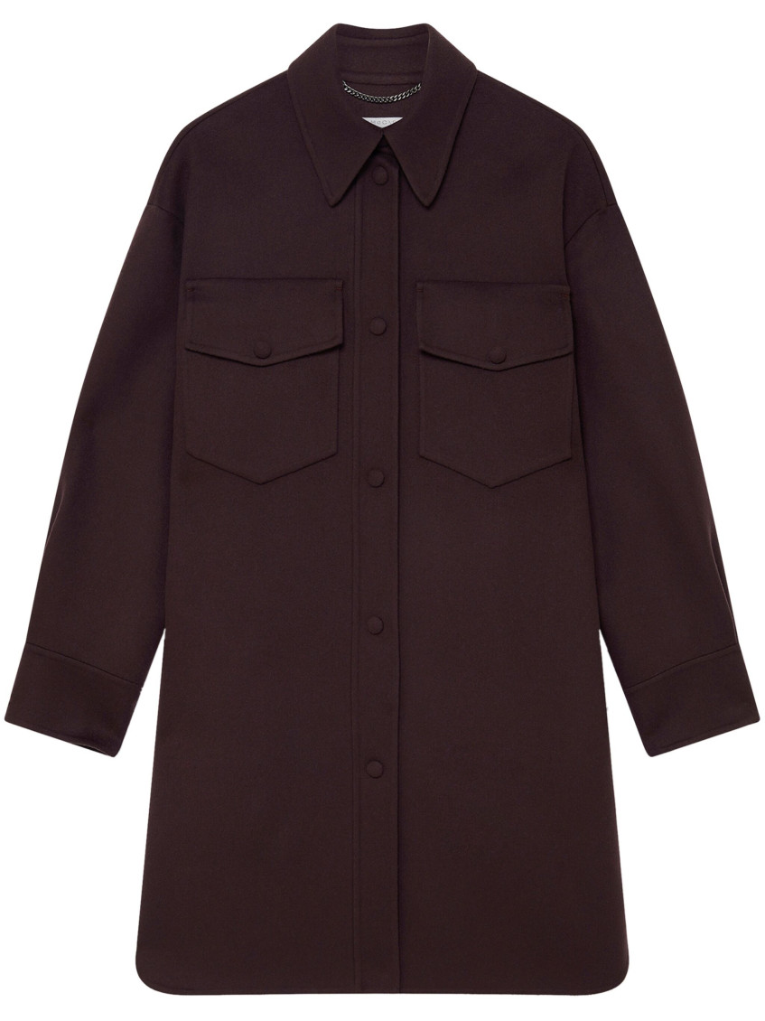 Stella Mccartney Snap Button Chain-link Overshirt In Dark Brown