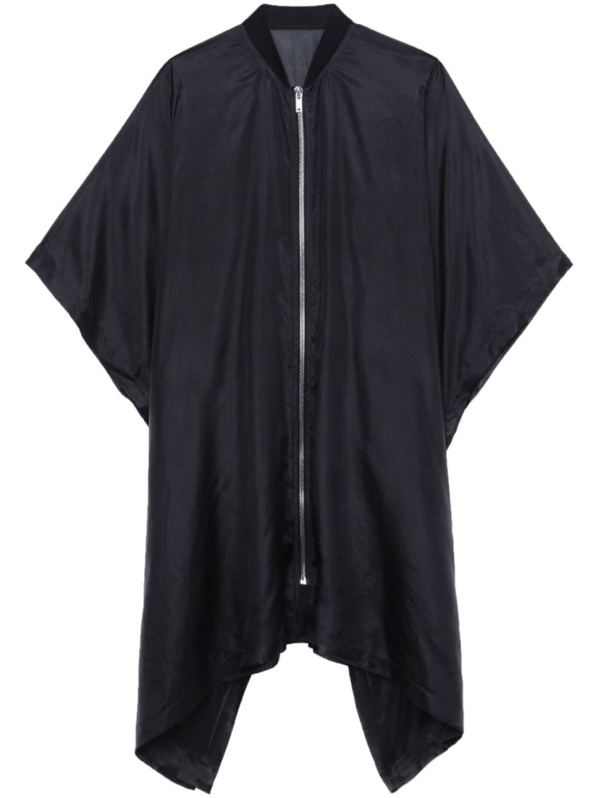 Shop Rick Owens Black Zip-front Silk Jacket