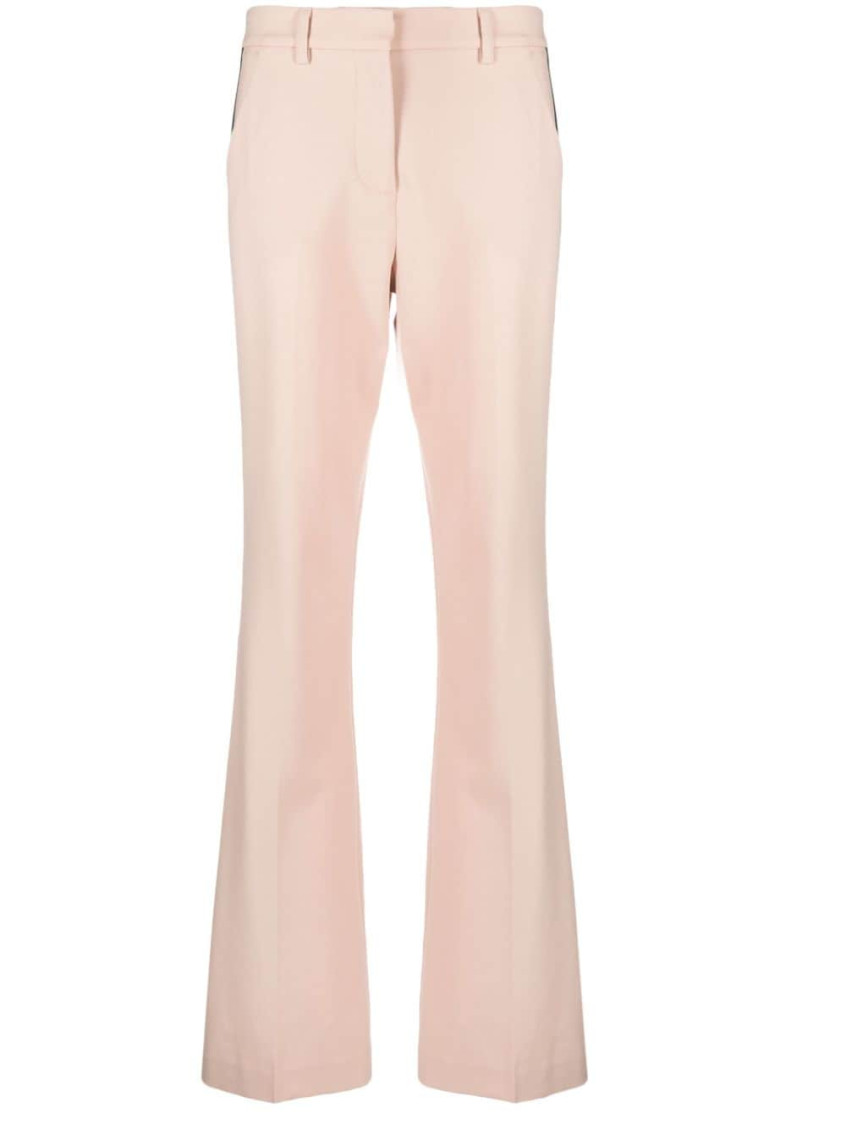 P.a.r.o.s.h Flared Trousers With Side Stripe Detail In Beige