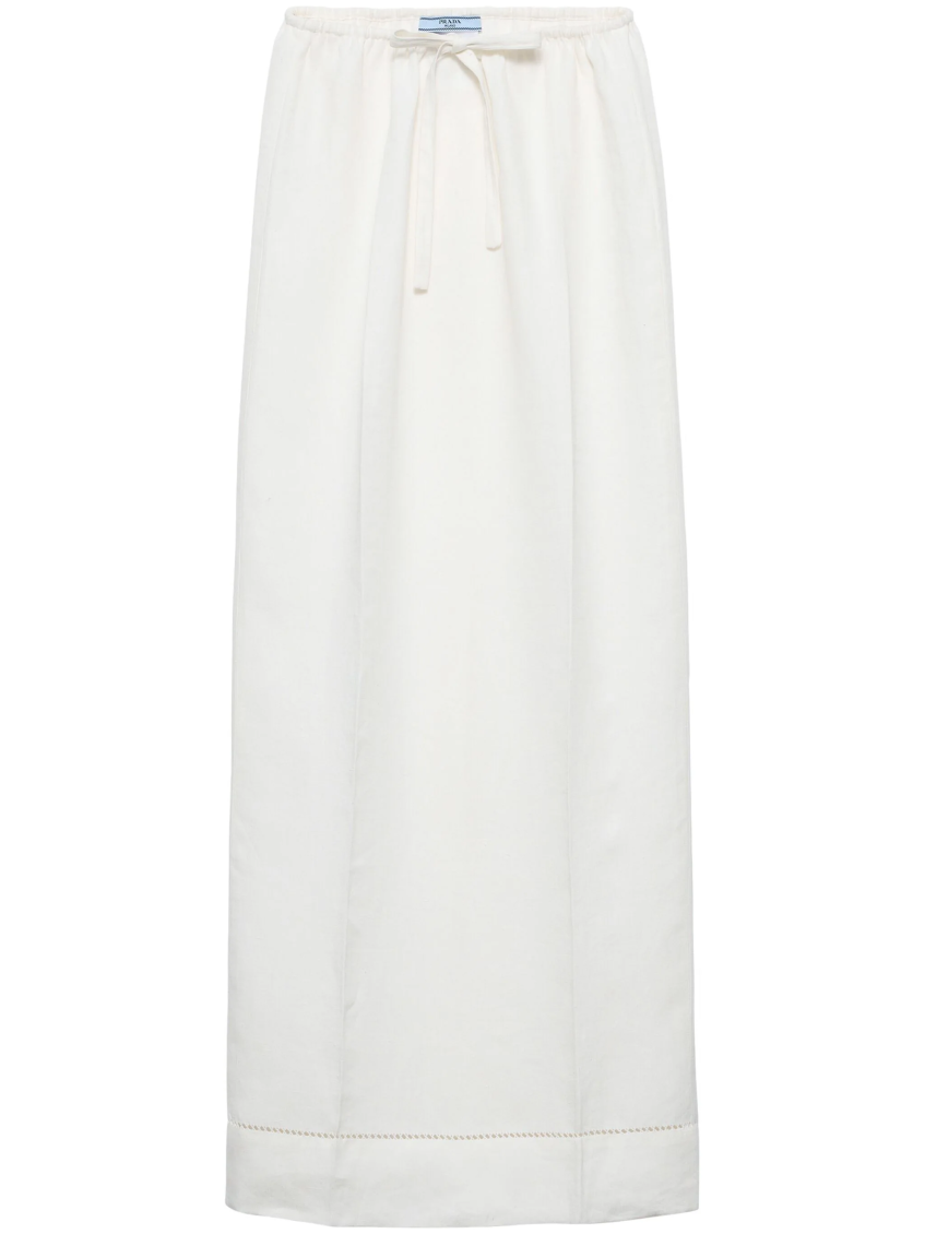Prada White Logo-embroidered Skirt In White