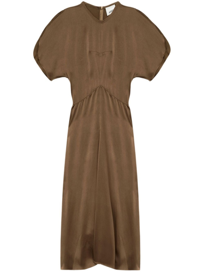 Isabel Marant Drawstring Waist Sleeveless Mini Dress In Burgundy Cotton In Brown