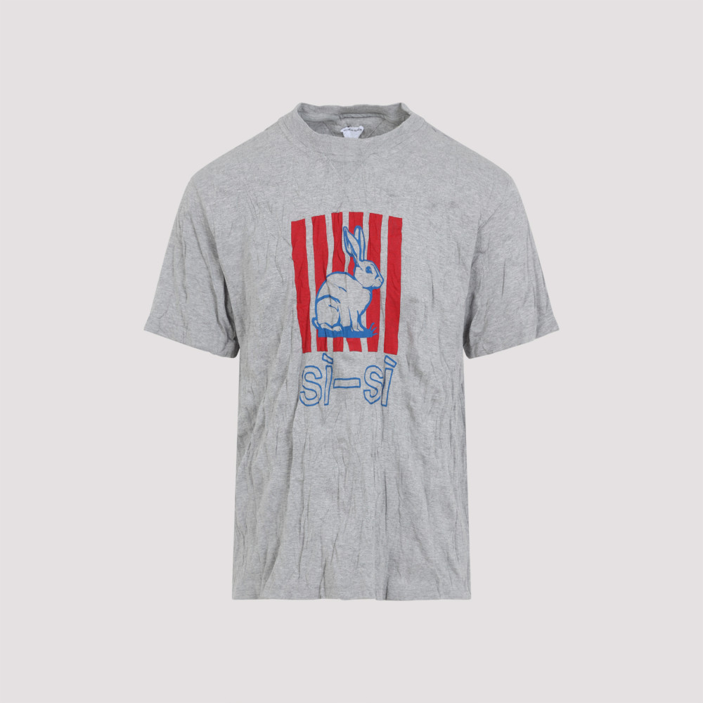 BOTTEGA VENETA CRUSHED COTTON SI-SI T-SHIRT ボッテガヴェネタ Bottega Veneta Light Grey Crushed Cotton Si-si T-shirt for
