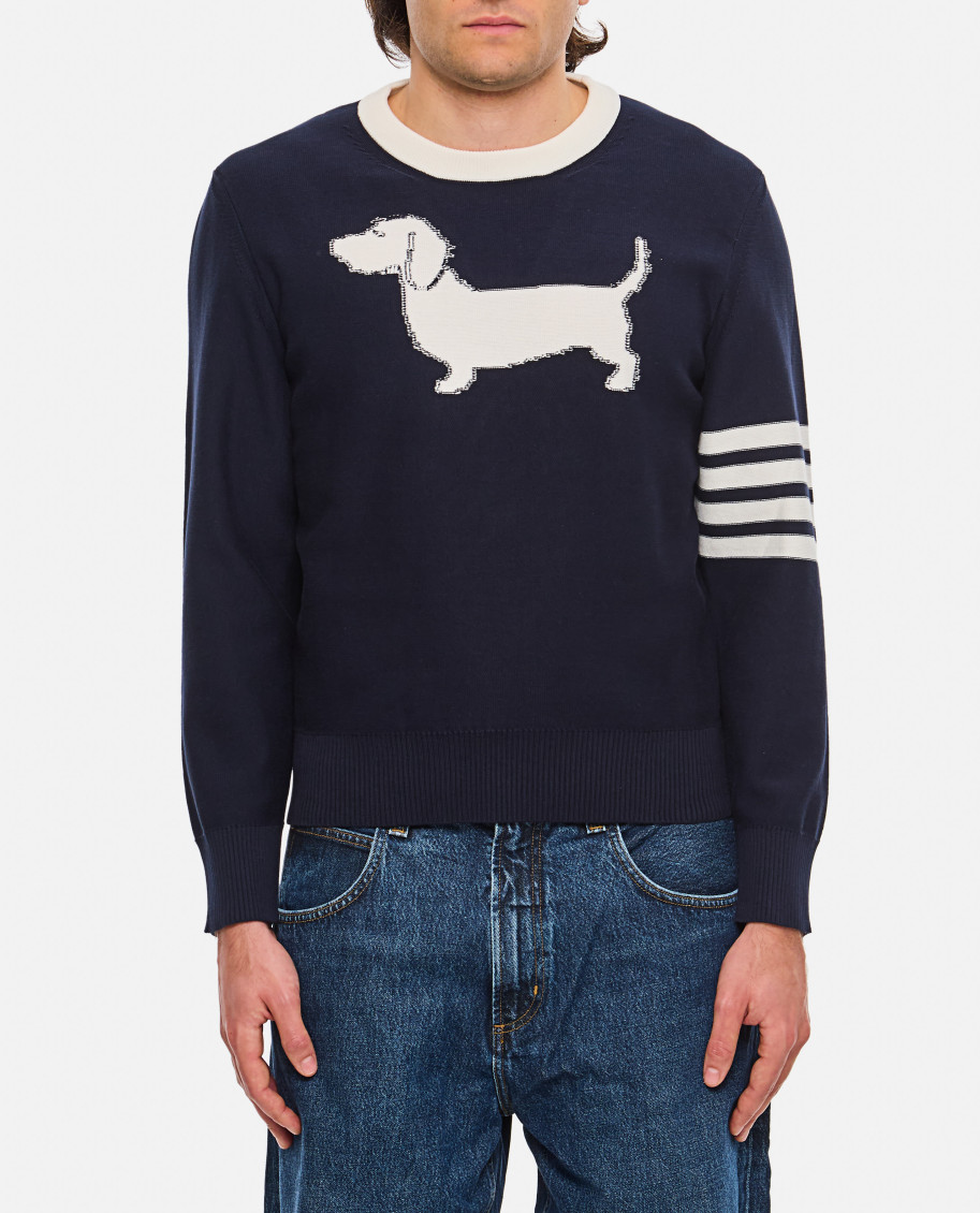 Thom Browne Navy Blue Doggy Crewneck Sweater
