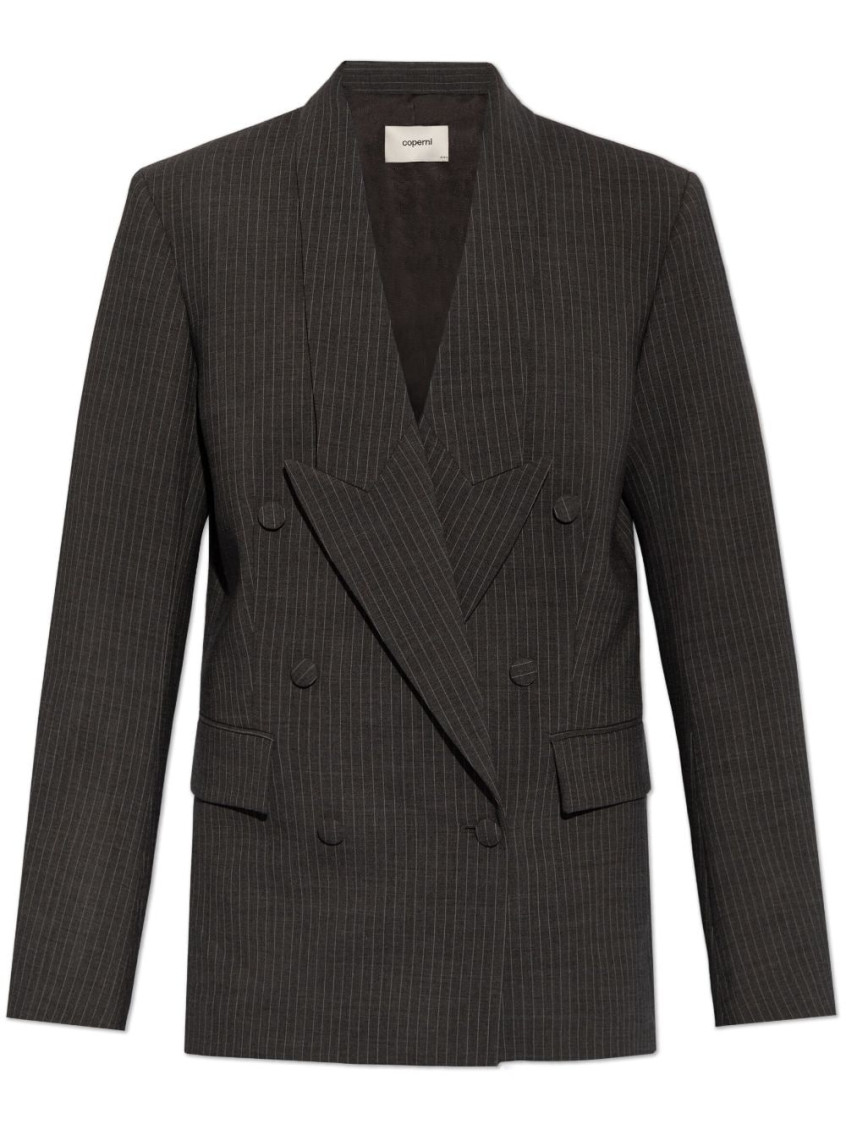 Coperni Pinstripe Double-breasted Blazer In Grey