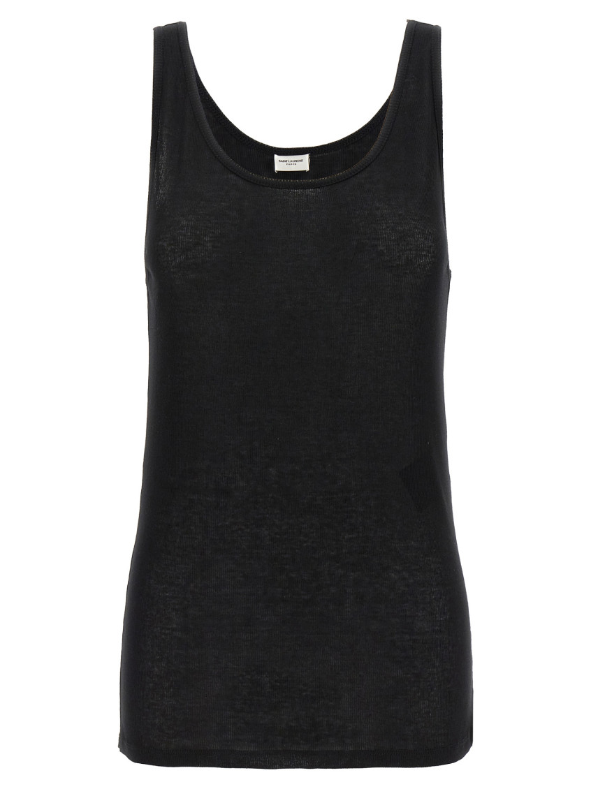 Saint Laurent Semi Transparent Top In Black In Black