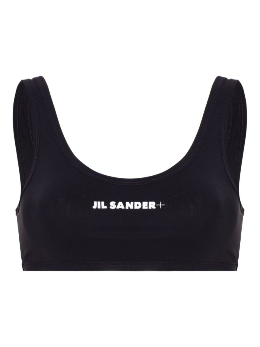 Jil Sander One-piece Black Bikini Top With Rounded Neckline In Blue