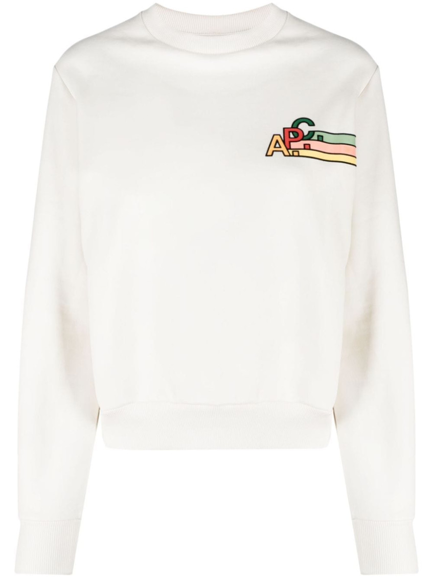 Apc Logo-embroidered Cotton Sweatshirt In White