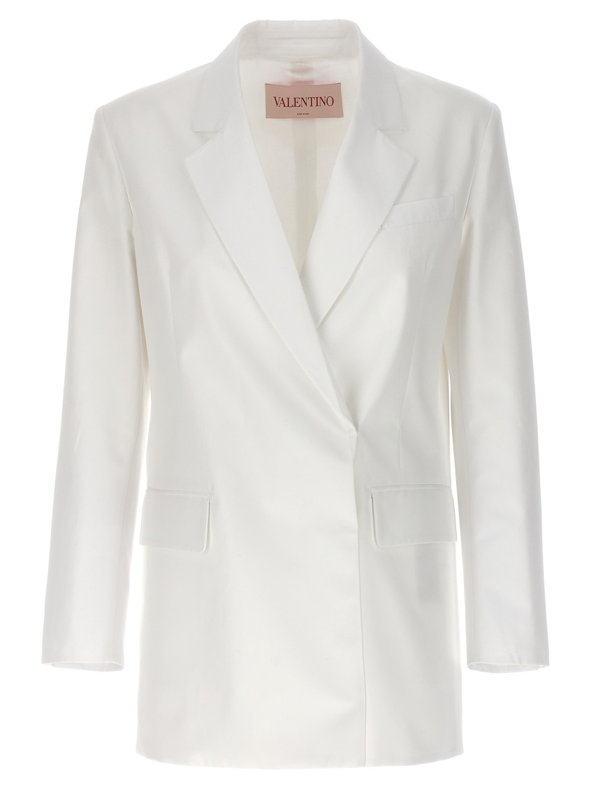 Valentino Single Breast Cotton Jacket In White