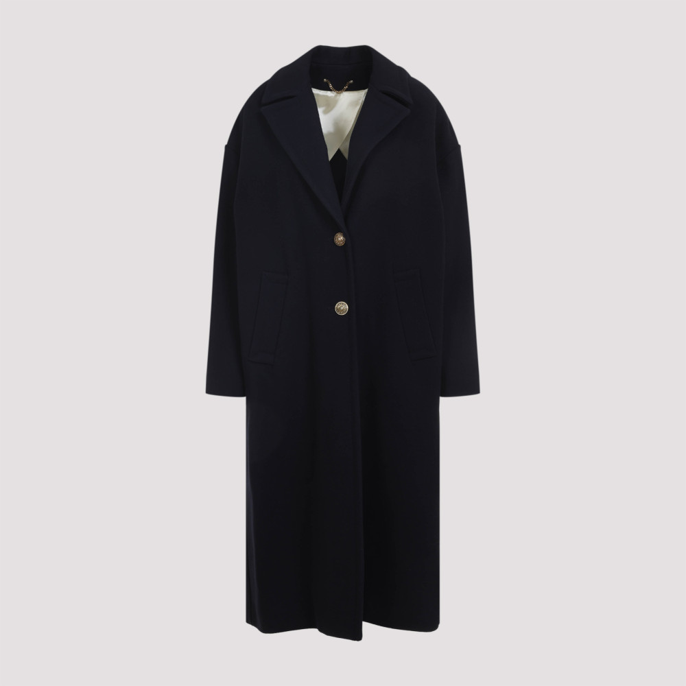 Golden Goose Heraldic Buttons Single-breasted Cocoon Coat In Black