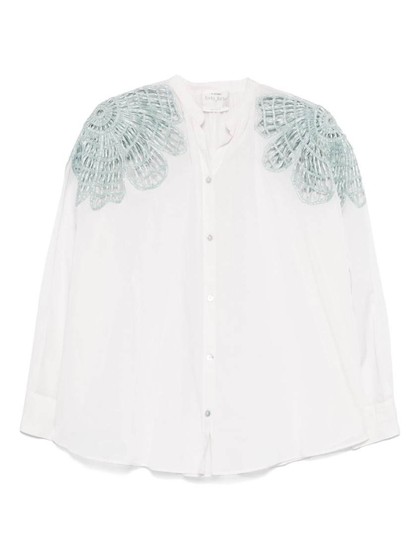 Forte Forte Women Embroidered Cotton Blend Shirt In White