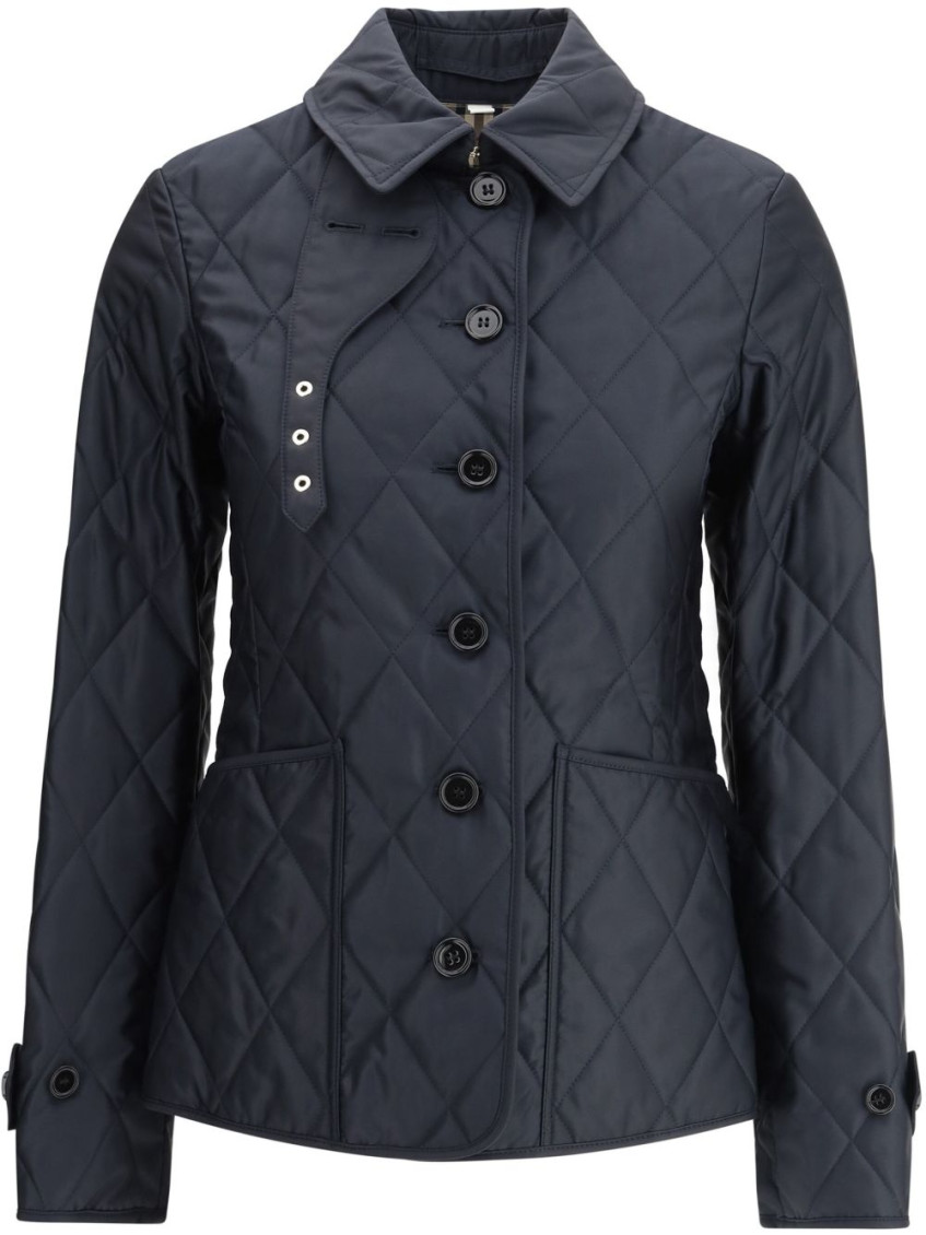 Burberry Quilted Nylon Jacket With Check Lining In Blue