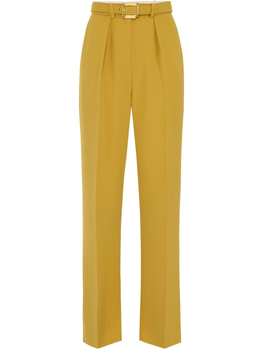 Elisabetta Franchi Mustard Yellow Trouser With Belt Waist In Yellow