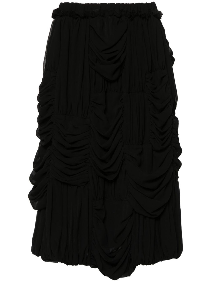 Comme Des Garçons Panel Ruched Georgette Midi Skirt