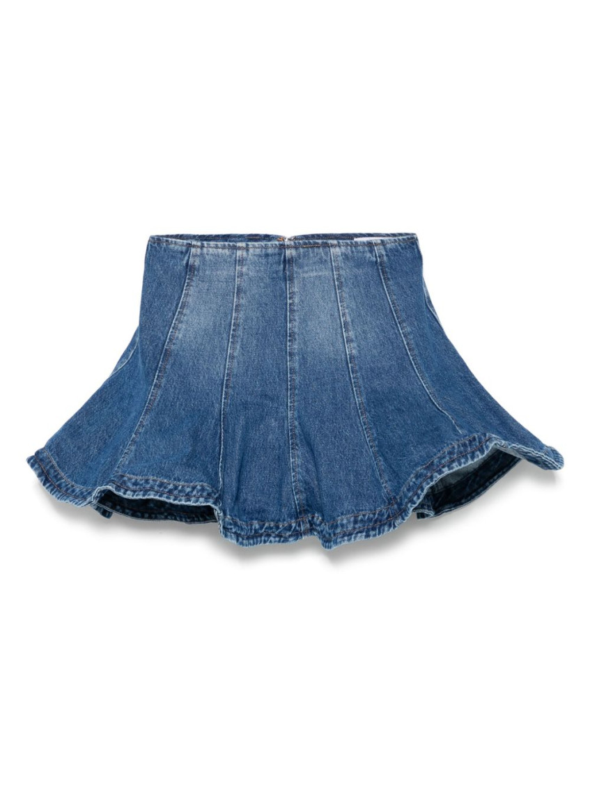 Msgm Flared High Waist Short Denim Skirt