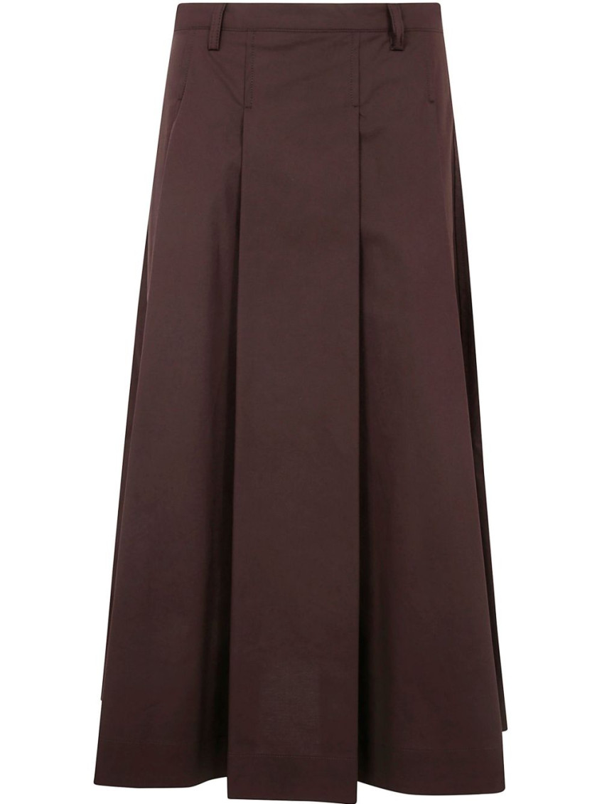 Seventy A-line Brown Poplin Stretch Maxi Skirt