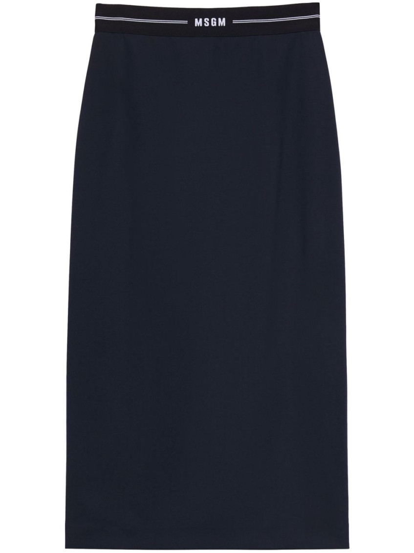 Msgm Logo Waistband Wool Skirt