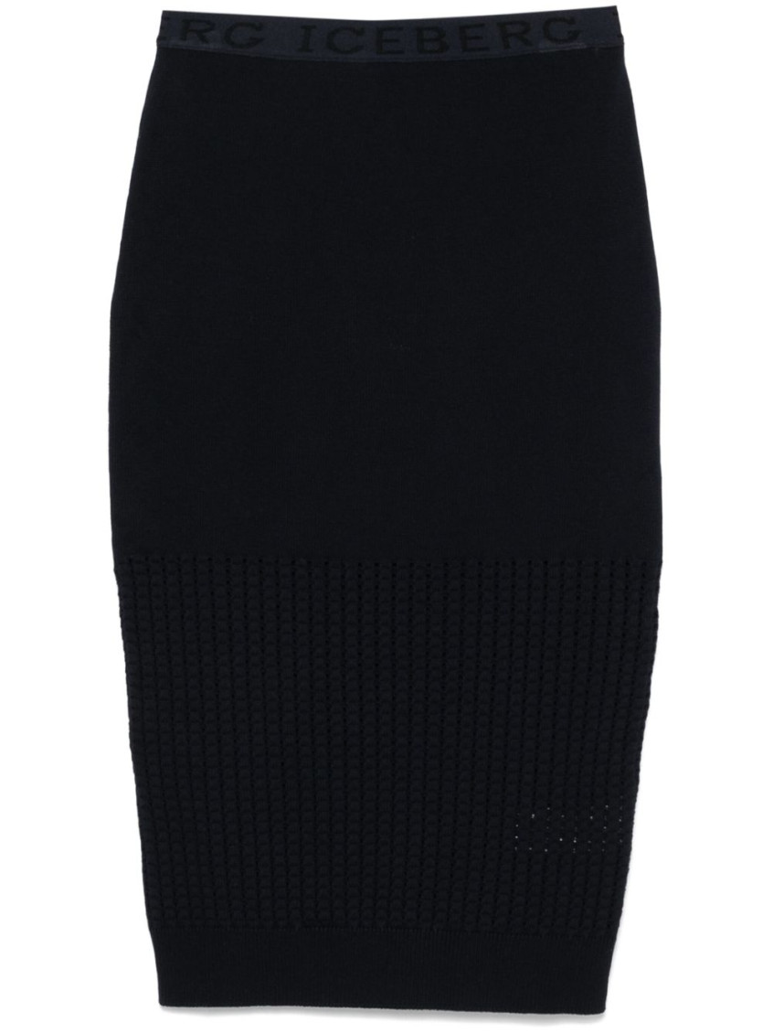 Shop Iceberg Navy Blue Knitted Skirt
