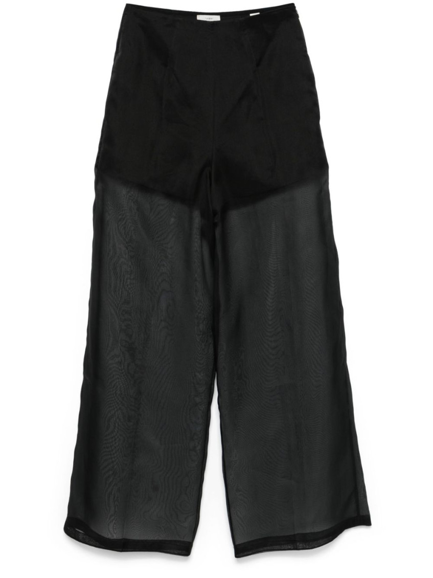 Forte Forte Wide-legged Silk Trousers With Sheer Overlay