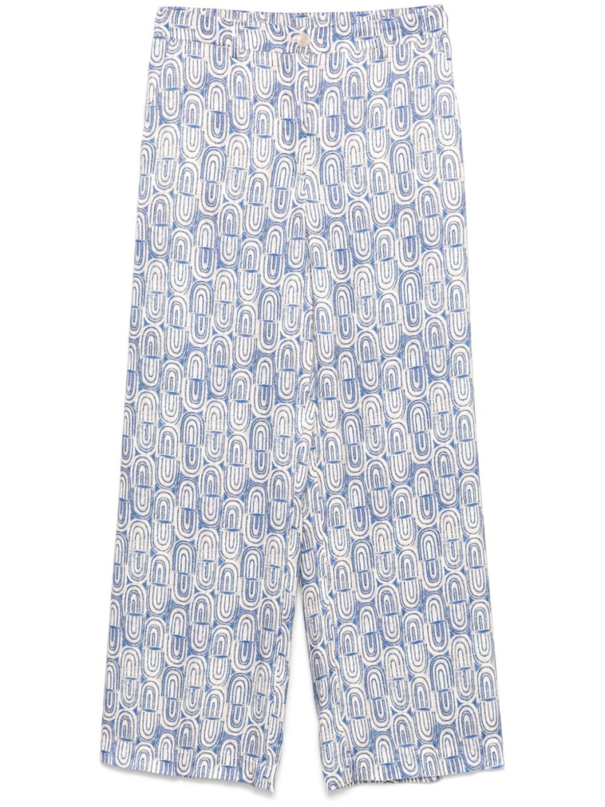 Shop Seventy Sergio Tegon Light Blue Satin Trousers