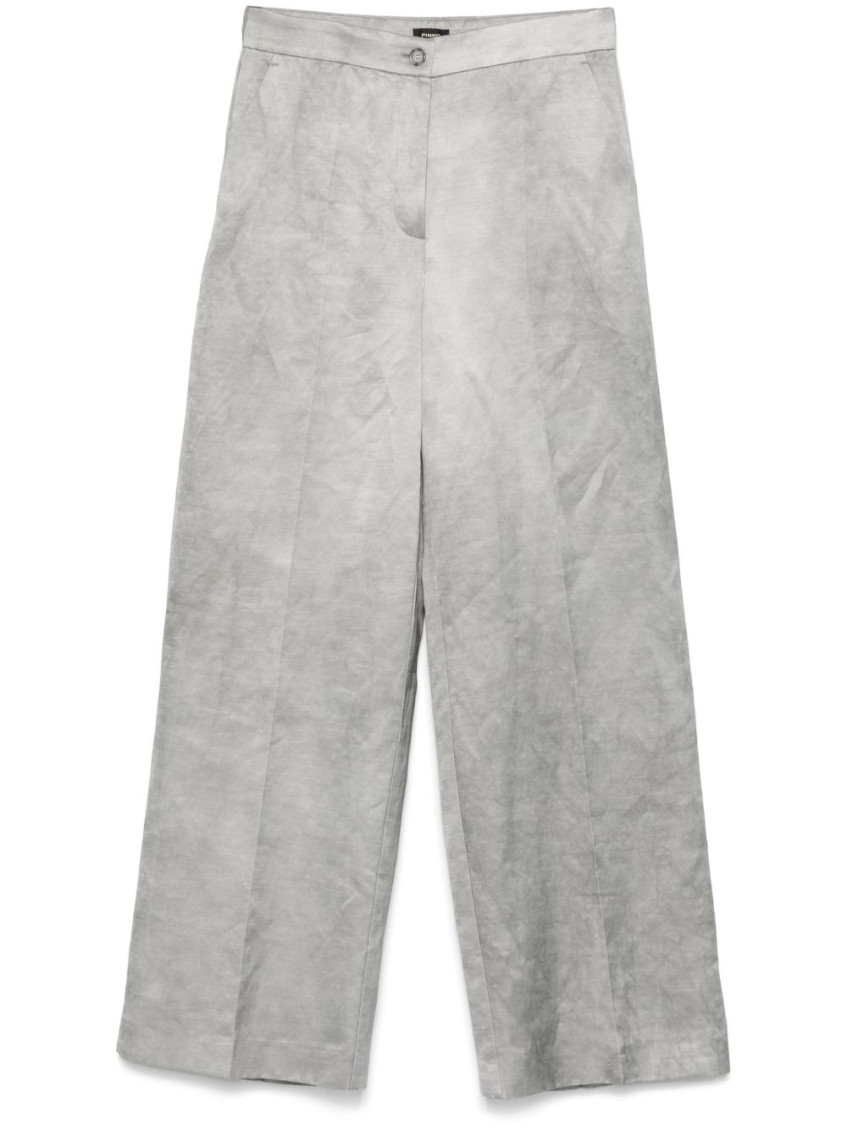 Pinko Wide-leg Grey Trousers With High Waist