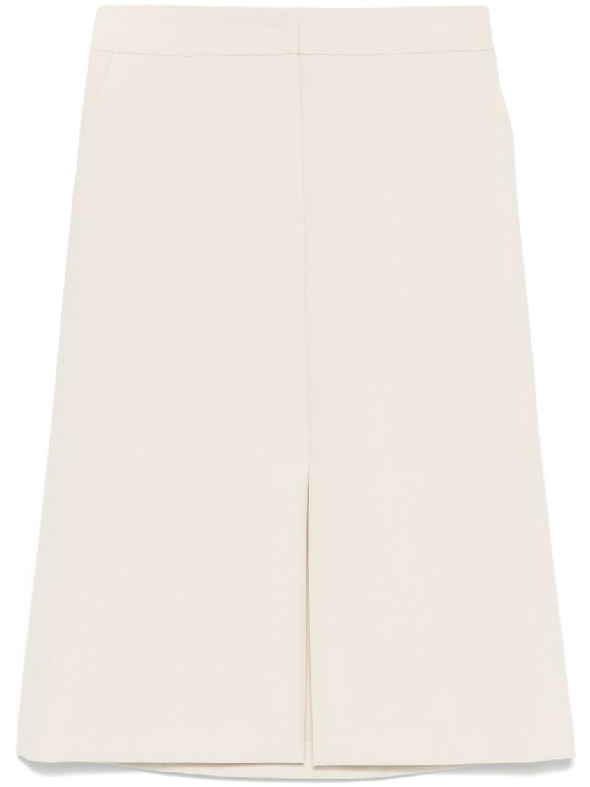 PATRIZIA PEPE BEIGE FLARED MIDI SKIRT