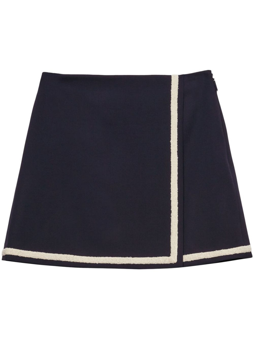 Msgm Wool Skirt With Button Detailing And Contrast Trim