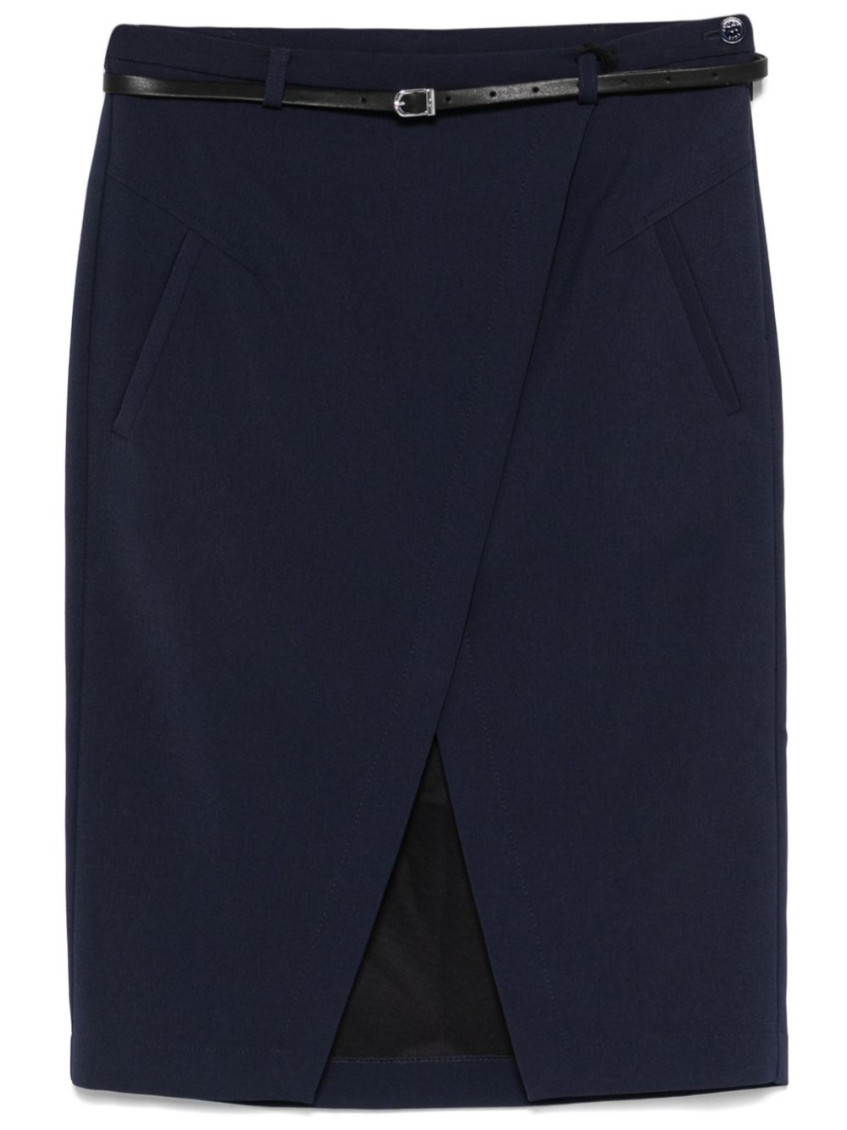 PATRIZIA PEPE NAVY BLUE FRONT SLIT SKIRT 