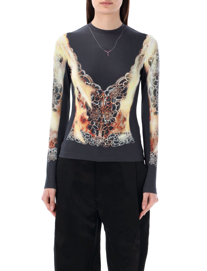 Shop Y/project Black Printed Long Sleeve Top