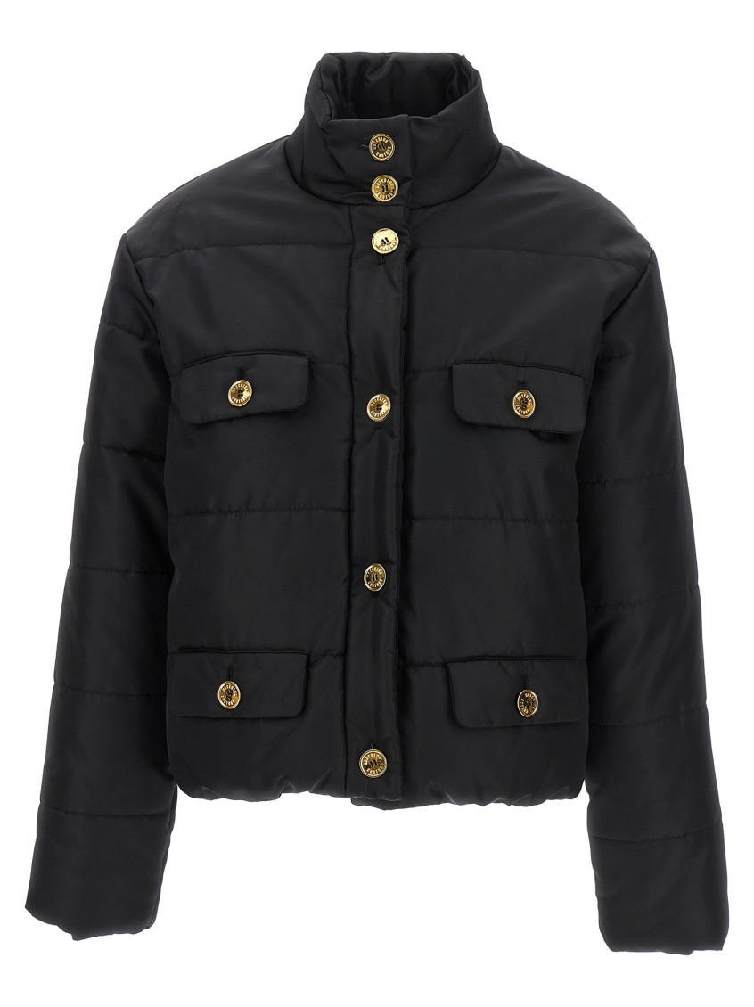 Moschino Button-up Puffer Jacket In Black