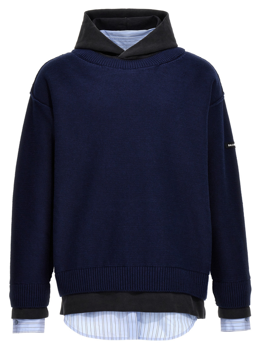 Shop Balenciaga Blue Layered Sweater