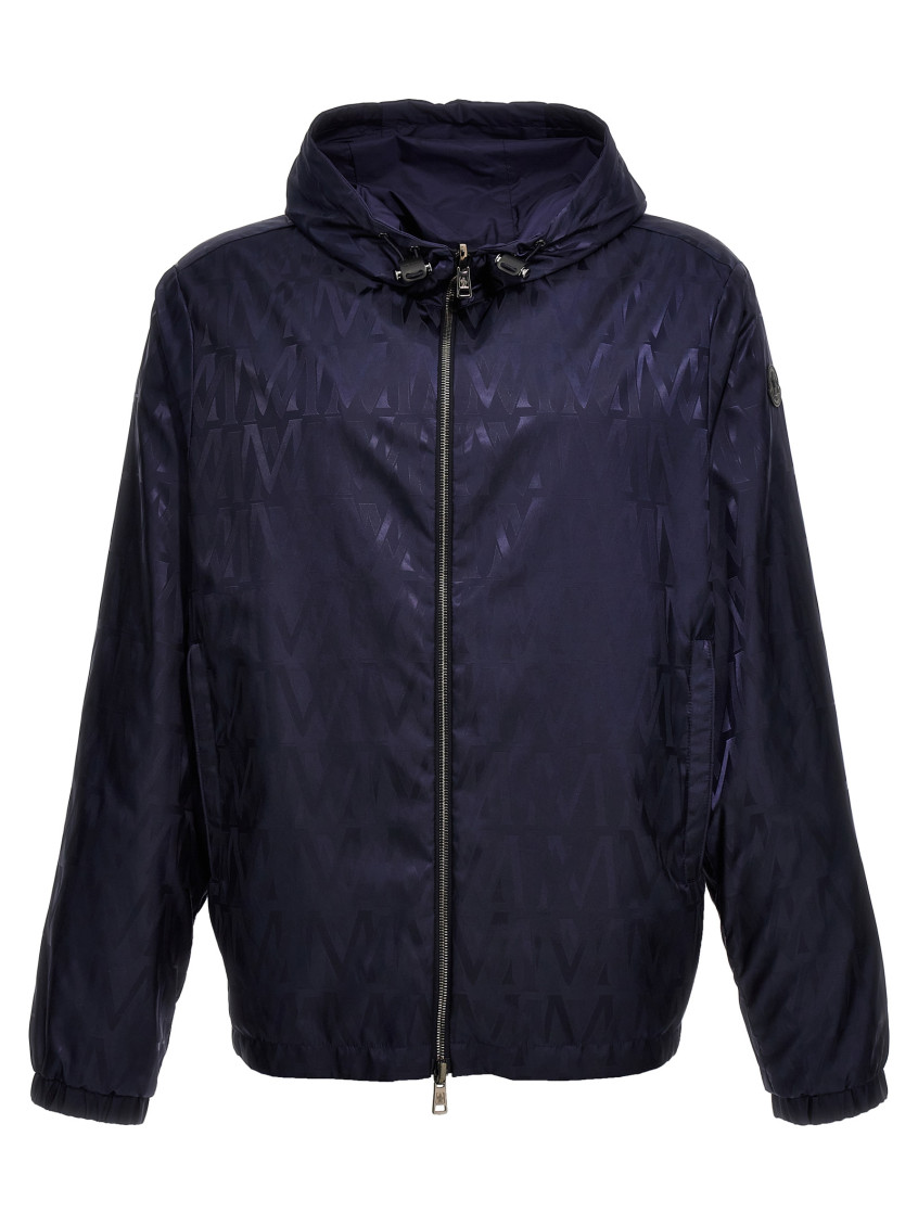 Moncler Reversible Jacket With Patterned Design And Hood In Blue