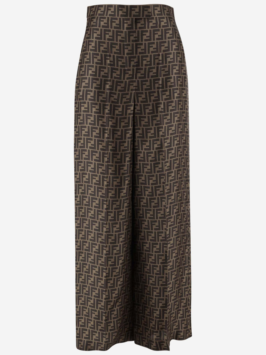 Shop Fendi Brown Zipper Closure Pants