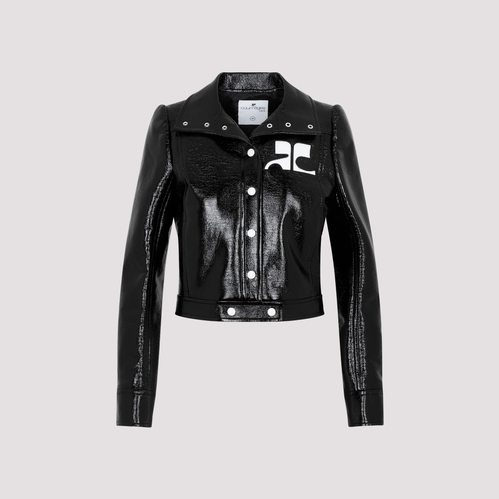 COURRÈGES BLACK LOGO PRINT JACKET