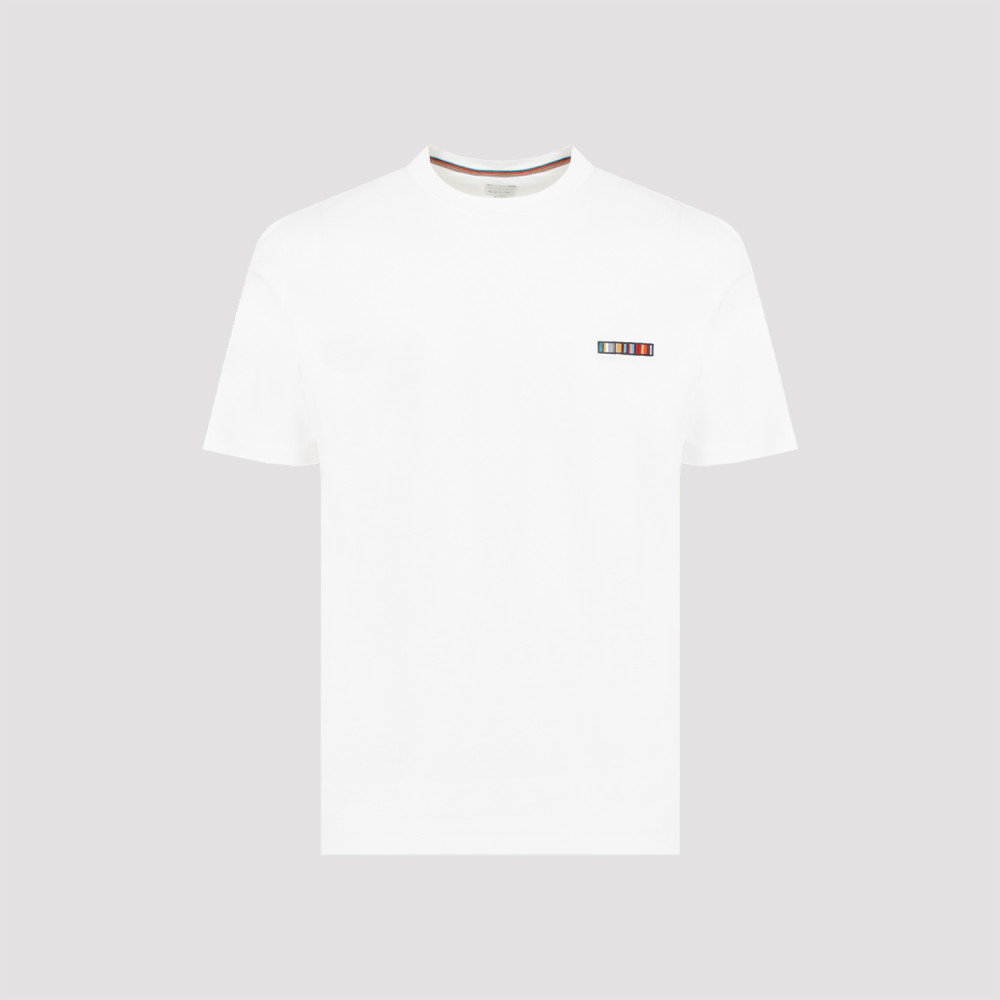 PAUL SMITH OFF WHITE MULTI STRIPE EMB T-SHIRT