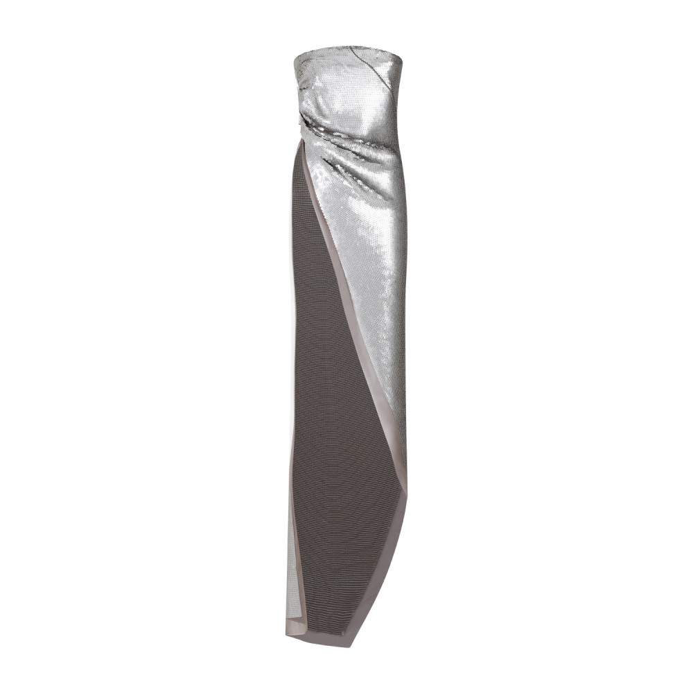 Rick Owens Grey Dust Pearl Sequinned Long Top In Silver