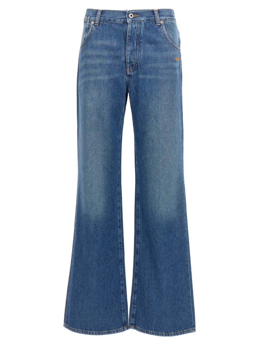 Off-white Blue Logo Embroidery Jeans In Blue