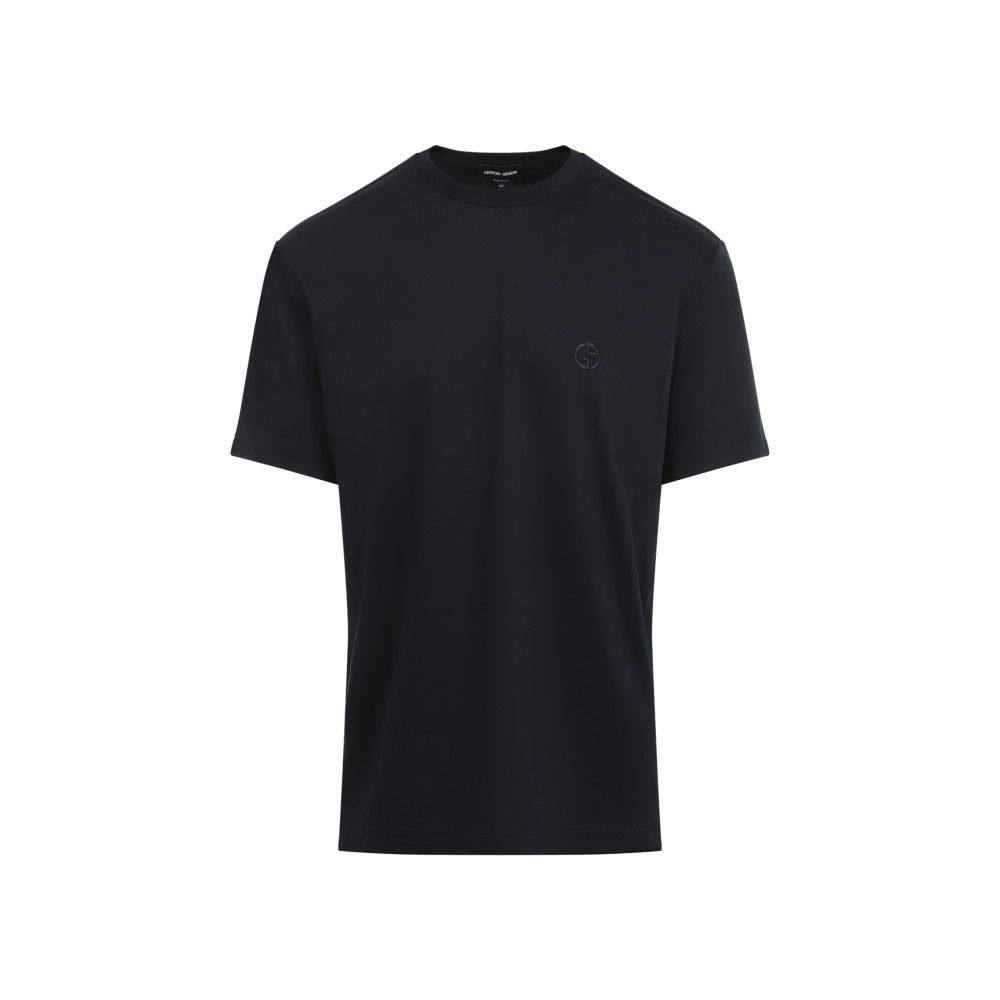 Giorgio Armani Blue Cotton T-shirt In Black